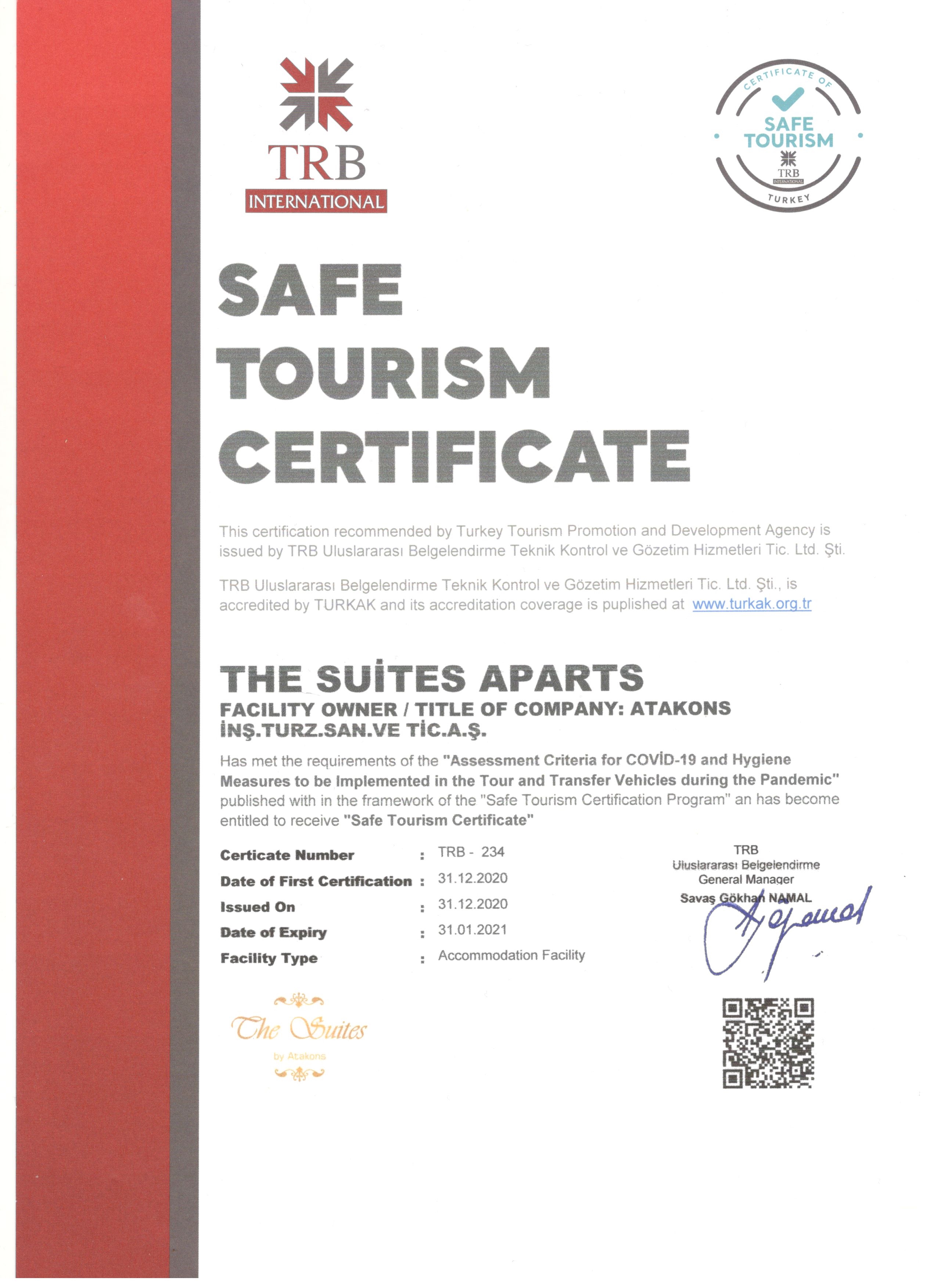SAFE TOURISM CERTIFICATE